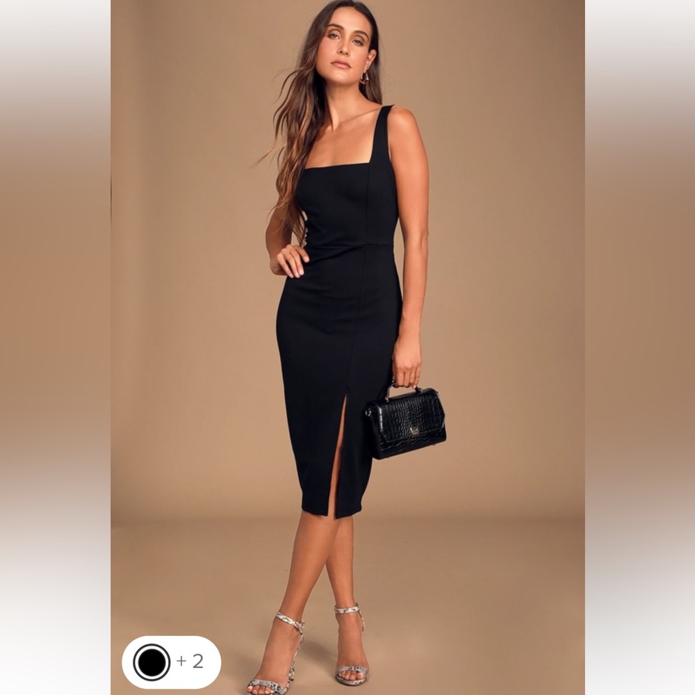 Lulus “ baby, you’re the one” black sleeveless bodycon midi dress